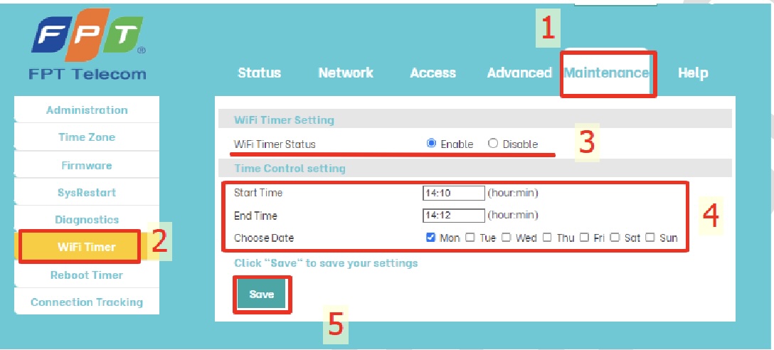 Cấu hình Wifi Timer 